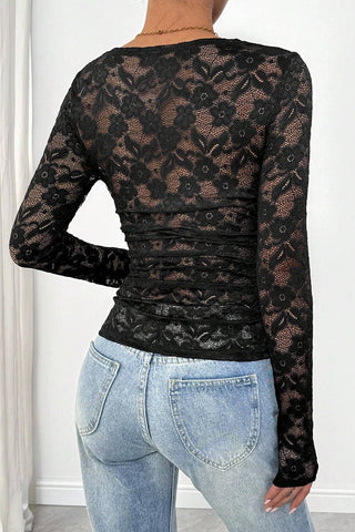 Lace Detail Long-Sleeve T-Shirt