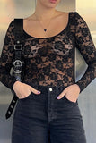 Floral Lace Long-Sleeve Blouse