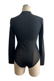 Sheer Panel Long Sleeve Bodysuit