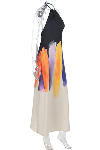 Artistic Brushstroke Maxi Dress