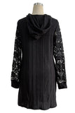 Lace Sleeve Hoodie Casual Dress