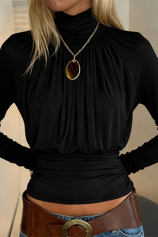 Elegant High-Neck Long Sleeve Top