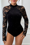 Lace Sleeve Embellished Bodysuit