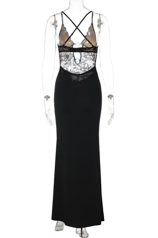 Strappy Lace Evening Gown