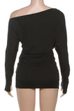 Asymmetric Shoulder Casual Dress