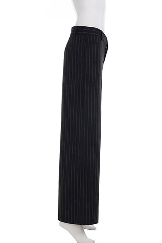 Wide-Leg Pinstripe Casual Pants
