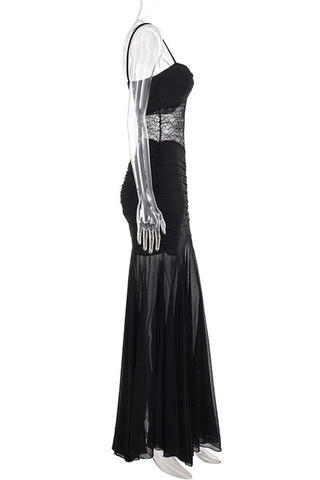 Lace-Panel Mermaid Evening Dress