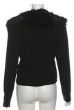 Faux Fur Collar Buttoned Jacket