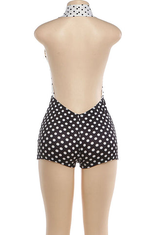 Polka Dot Halter Neck Romper