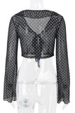 Sheer Tie-Front Polka Dot Blouse