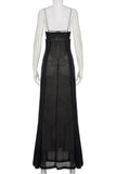 Strappy Sheer Panel Evening Dress