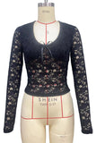 Lace-Front Long Sleeve T-Shirt