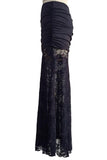 Sheer Lace Ruched Slim Skirt