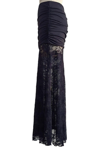 Sheer Lace Ruched Slim Skirt