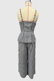 Gingham Lace Trim Pants Set