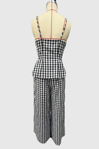 Gingham Lace Trim Pants Set