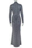 Chevron Long-Sleeve Casual Dress