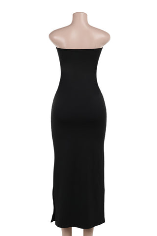 Strapless Beaded Midi Dress