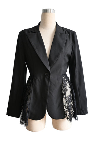 Lace Trim Blazer with Peplum Design