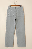 Stripe Patch Pocket High Waist Denim Jeans