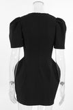 Sculpted Sleeve Evening Mini Dress