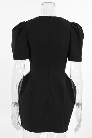 Sculpted Sleeve Evening Mini Dress