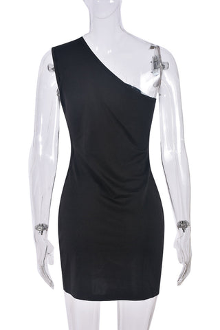 One-Shoulder Mini Dress with Bow Accents