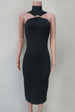 Asymmetric Halter Midi Dress