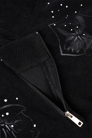 Patterned Flare Denim Pants