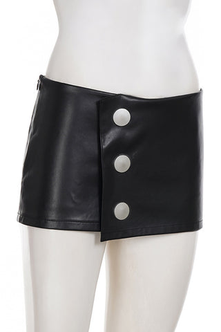 Asymmetrical Button-Accent Mini Skirt
