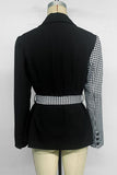 Asymmetric Houndstooth Wrap Blazer