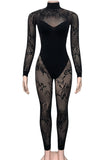 Lace Mesh Overlay Jumpsuit