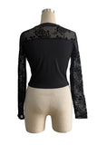 Floral Mesh Detail Long Sleeve Top