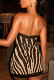 Strapless Zebra Print Mini Dress
