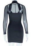 Mesh Sleeve Halter Mini Dress