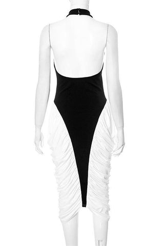 Elegant Ruched Halter Midi Dress