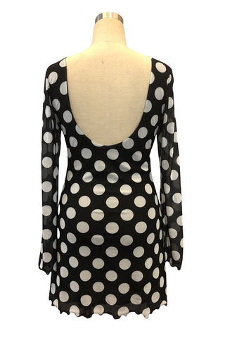 Polka Dot Open-Back Casual Dress