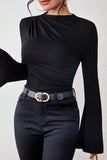 Elegant Long Sleeve Drape T-Shirt