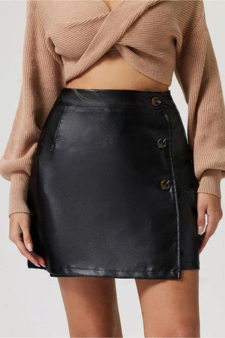 Button-Detail Mini Skirt