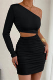 One-Shoulder Cutout Casual Dress