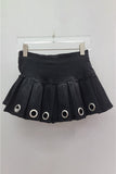 Pleated Grommet Mini Skirt