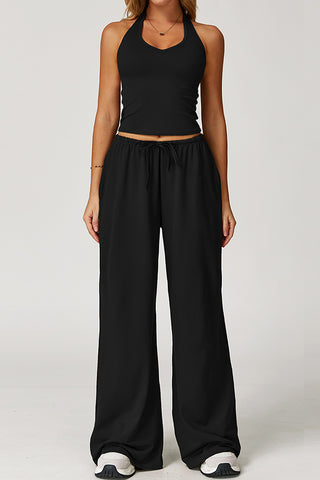 Halter Neck Wide-Leg Pants Set