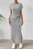 Striped Casual Midi Dress