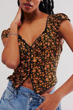 Floral Lace Trim Sleeveless Blouse
