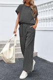 Striped Wide-Leg Pants Set