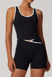 Plunge Neck Sports Bra and Flare Leg Pants Set