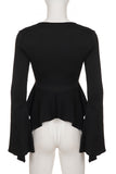 Asymmetrical Ruched Long Sleeve Blouse