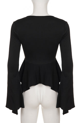 Asymmetrical Ruched Long Sleeve Blouse