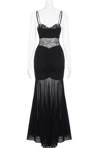 Lace-Panel Mermaid Evening Dress