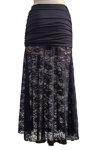 Sheer Lace Ruched Slim Skirt
